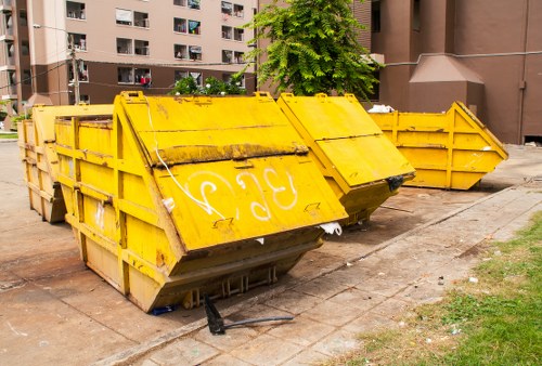 Uniformed waste operatives at a commercial site in Thamesmead