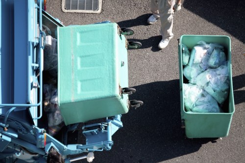 Lorry ready for full-load commercial waste collection in an industrial area