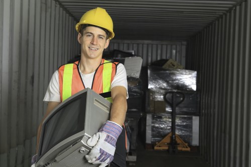 Workers sorting recyclable materials at a local transfer station